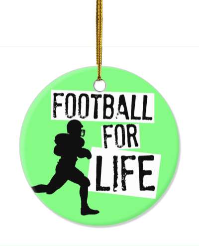 football for life silhouette player green white black stickers, magnet