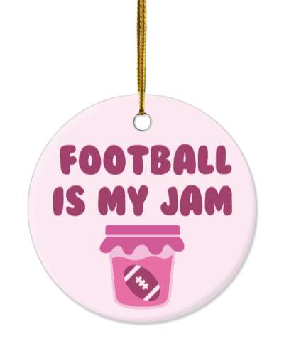 football is my jam sports ball in jar stickers, magnet