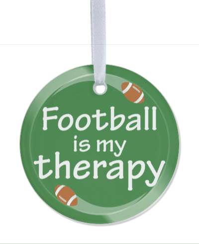 football is my therapy circle sports balls green stickers, magnet