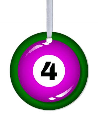 four violet pool ball stickers, magnet