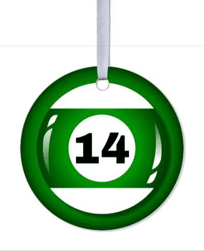 fourteen green stripe pool ball stickers, magnet