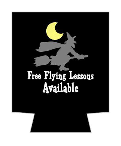 free flying lessons available moon grey silhouette witch broom stickers, magnet