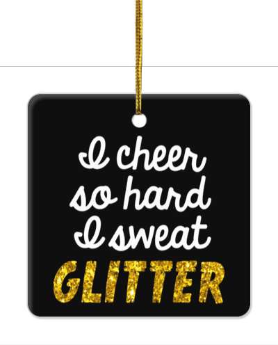 funny cursive i cheer so hard i sweat glitter black stickers, magnet