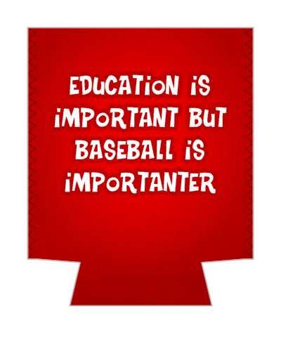 funny joke education is important but baseball is importanter word play stickers, magnet