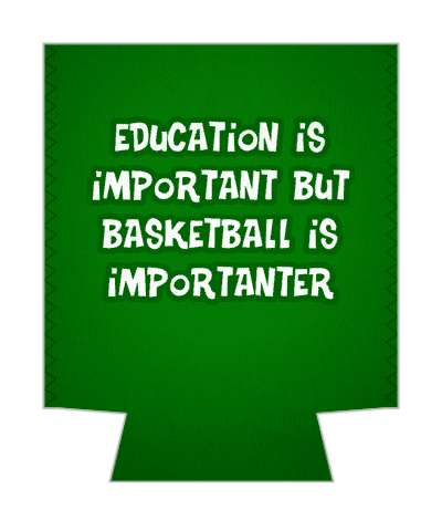 funny joke education is important but basketball is importanter word play stickers, magnet