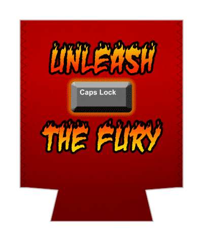 funny red unleash the fury caps lock key stickers, magnet