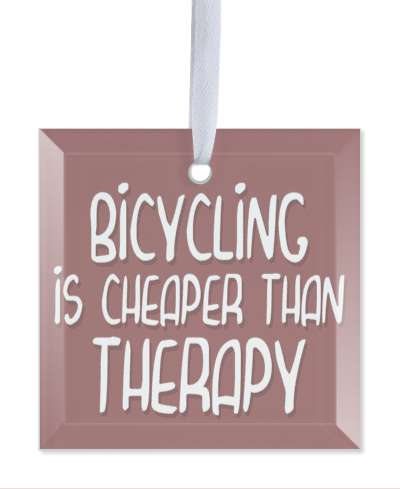 funny saying bicycling is cheaper than therapy stickers, magnet