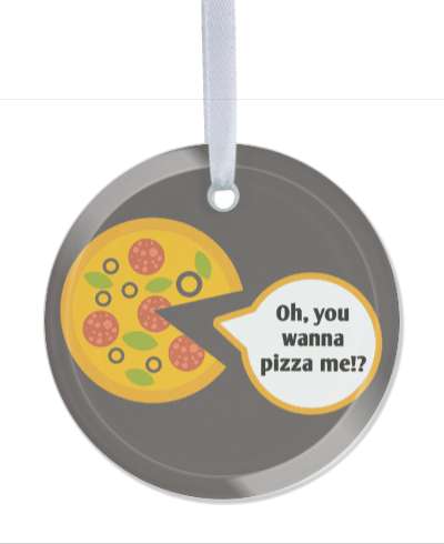 funny talking pizza pac man oh you wanna pizza me piece stickers, magnet