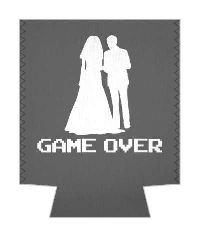 funny video gamer wedding bride and groom silhouette game over stickers, magnet