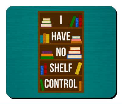 funny wordplay i have no shelf control book addict stickers, magnet