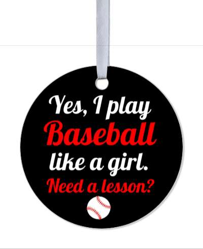 funny yes i play baseball like a girl need a lesson stickers, magnet