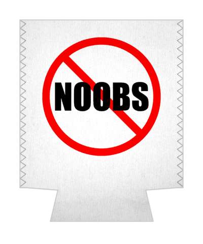 geek joke no noobs red slash newbies beginners stickers, magnet