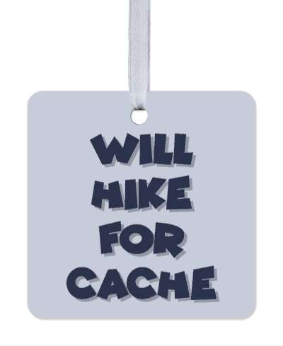 geocaching fanatic will hike for cache stickers, magnet