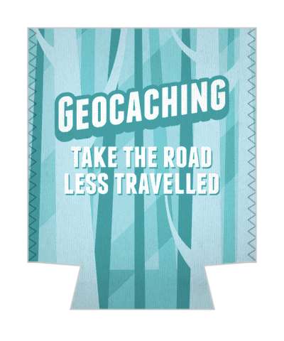 geocaching take the road less travelled stylized stickers, magnet