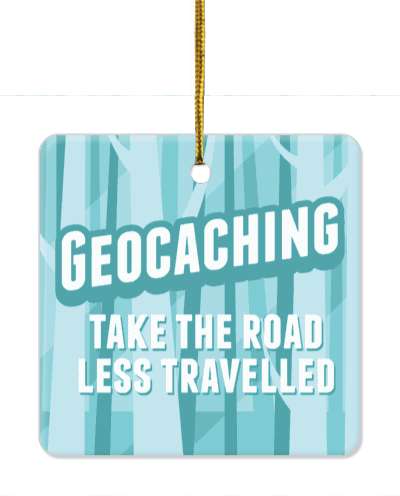 geocaching take the road less travelled teal stylish stickers, magnet