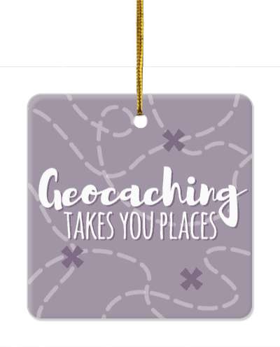 geocaching takes you places dotted line x map stickers, magnet
