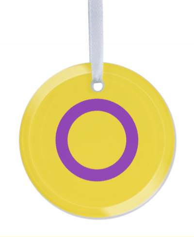 glass circle intersex pride flag lgbt stickers, magnet
