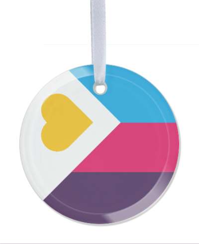 glass circle polyamory pride flag lgbt stickers, magnet