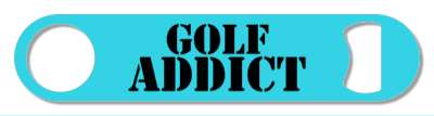 golf addict stencil aqua stickers, magnet