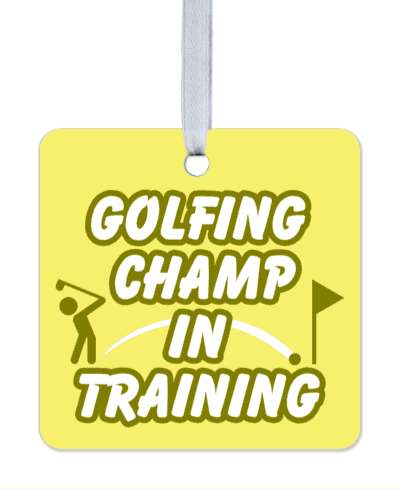 golfing champ in training yellow pale stickers, magnet