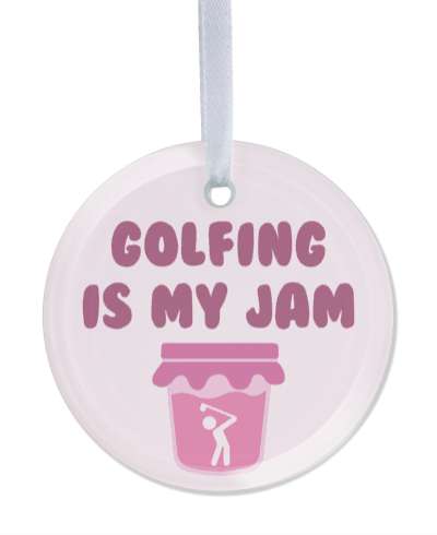 golfing is my jam golfer in jar funny wordplay stickers, magnet