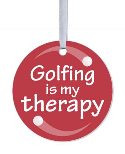 golfing is my therapy golfball circle red stickers, magnet