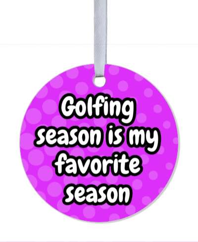 golfing season is my favorite season purple circle pattern stickers, magnet
