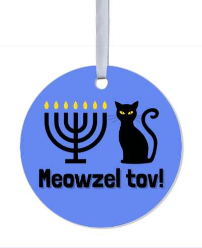 good luck meowzel tov cat pun wordplay mazel tov stickers, magnet