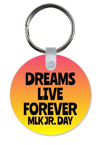 gradient mlk jr day dreams live forever red yellow stickers, magnet