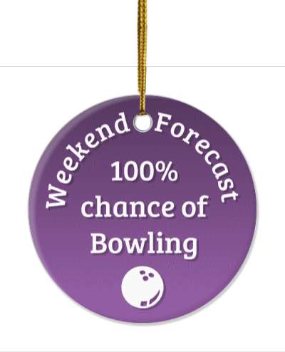gradient purple weekend forecast 100 percent chance of bowling stickers, magnet