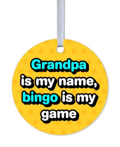 grandma is my name bingo is my game orange polka dots stickers, magnet