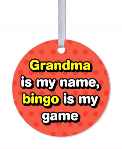 grandma is my name bingo is my game red polka dots stickers, magnet