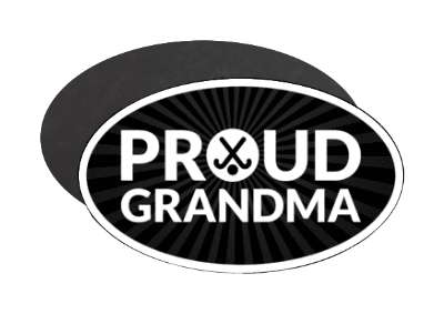 grandparent proud grandma field hockey crossed sticks stickers, magnet