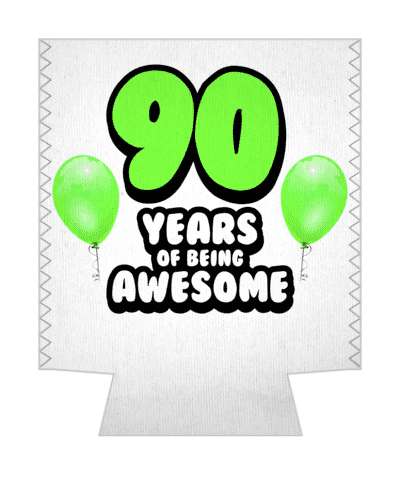 green balloons 90 years of being awesome 90th birthday stickers, magnet