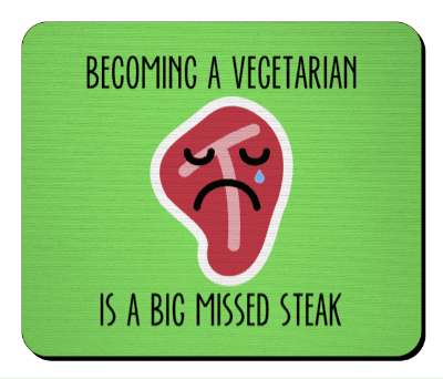 green becoming a vegetarian is a big missed steak crying face wordplay stickers, magnet