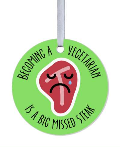 green becoming a vegetarian is a big missed steak sad face pun stickers, magnet