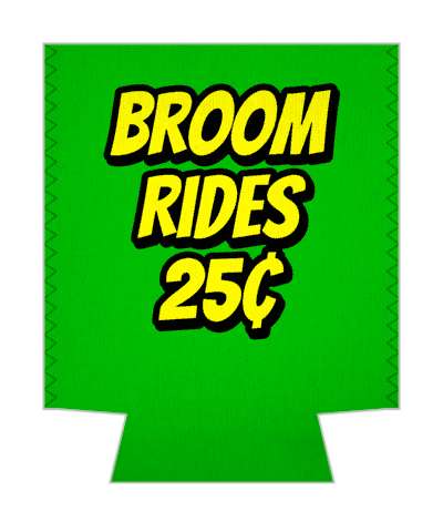 green broom rides twenty five cents stickers, magnet