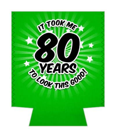 green burst it took me 80 years to look this good 80th birthday stickers, magnet