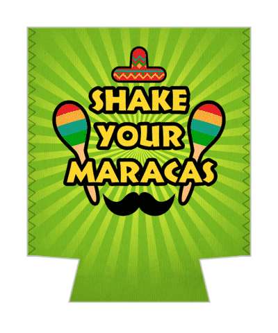 green burst shake your maracas mustache sombrero stickers, magnet