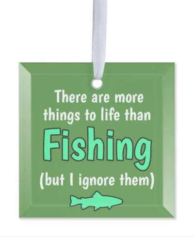 green fish silhouette there are more things to life than fishing but i ignore them stickers, magnet
