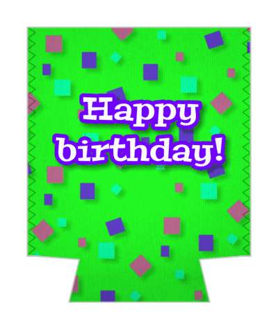 green fun happy birthday multicolor confetti stickers, magnet