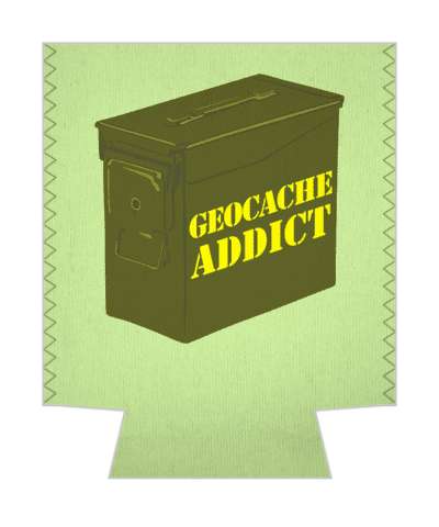 green geocache addict treasure box stickers, magnet