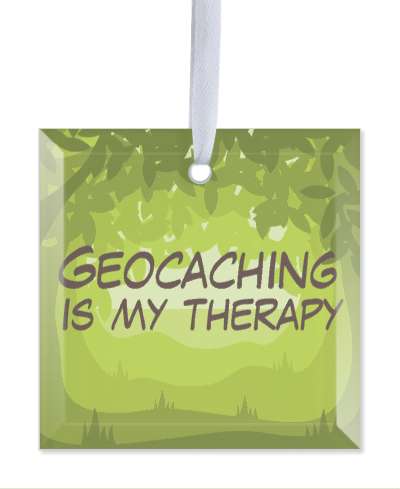 green geocaching is my therapy detailed forest stickers, magnet