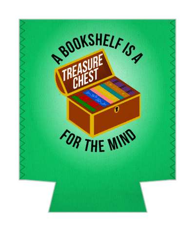 green gradient a bookshelf is a treasure chest for the mind stickers, magnet