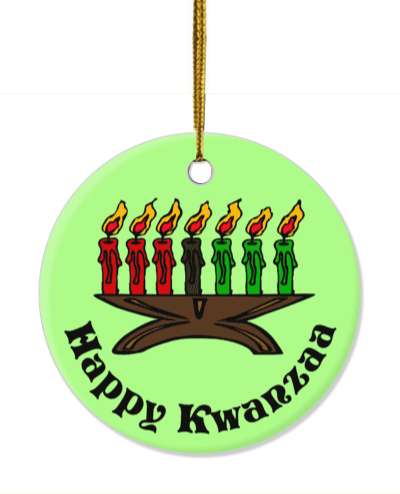 green happy kwanzaa kinara seven candles classic candles stickers, magnet