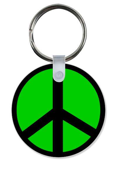 green hippie peace symbol stickers, magnet