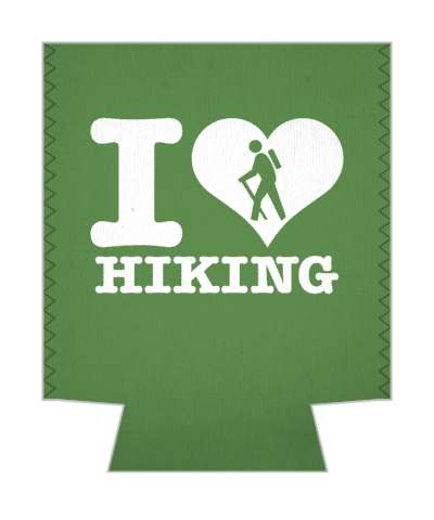 green i love hiking heart white hiker symbol stickers, magnet