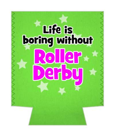 green purple life is boring without roller derby stars stickers, magnet