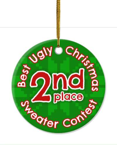 green second place ugliest christmas sweater contest stickers, magnet