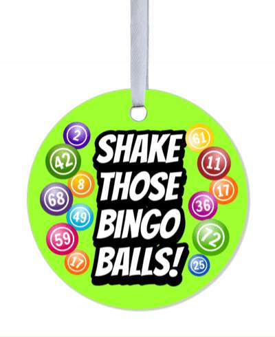 green shake those bingo balls colorful stickers, magnet